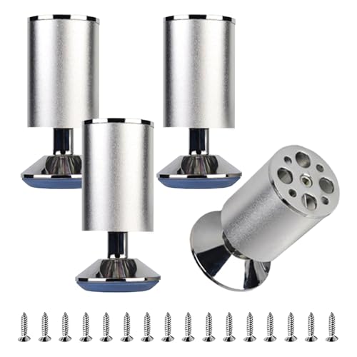 SZLXJMFL Patas para Muebles Plata metalicas, 4 Piezas Patas Sofa Regulables Pata para Armario ropero Pies Cama Aleación Aluminio | Acabado Anodizada Pata Mesa Altura: 8-40cm 20cm/7.9'