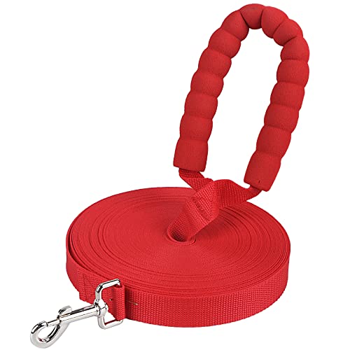 VENUSDALI Guinzaglio per Cani，6M Guinzaglio Lungo Nylon Guinzaglio Cani Resistente Leggero con Fibbia Lega Zinco con Manico Morbido, Per Cani di Taglia Media Grande (6M, rosso)