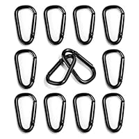 12 Stück Karabinerhaken Klein, Geeignet für Rucksäcke, Gürtel usw Mini Karabiner, Eisen Kleine Karabiner, Aluminiumlegierung, Schwarz