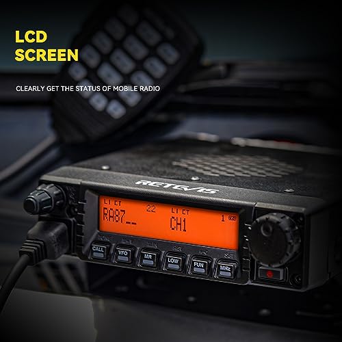 Image of Retevis RA87 GMRS Mobile Radio, High Power Mobile Transceiver Base Station with Cable, 8 Repeater Channels, Chirp, Dual Watch, Long Range Two Way Radio for Off-Road(Black 1Pack)