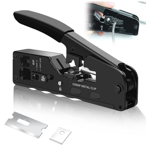 Crimpadora RJ45, conector de red RJ45, herramienta de crimpado para CAT5, CAT5E, CAT6, CAT6A, CAT7, CAT7A. Haz líneas telefónicas, cables de red sin blindaje y blindado (1)