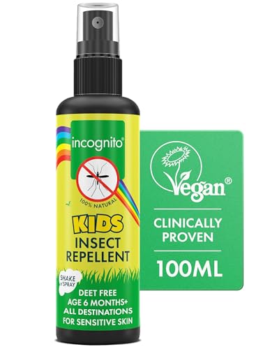 Incognito Kids Insect Repellent Spray 100ml - Mosquito Repellent Kids DEET Free Formula - Shields from a Wide Range of Biting Insects Including Ticks - Natural Mosquito Repellent