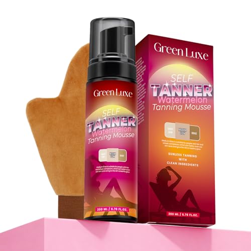 Self Tanner Mousse Mitt Kit – Sunless Tanning Foam with Hyaluronic Acid for Hydrating - Flawless &...