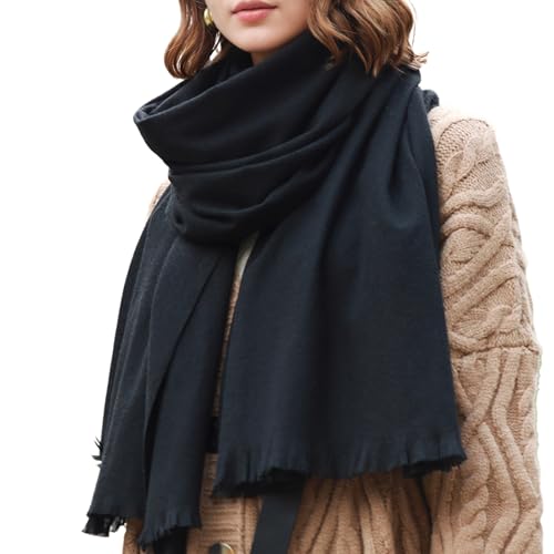 RIIQIICHY Bufandas para Mujer Invierno Chal Fiesta Bufanda Pashmina Negro Grandes Pañuelos Foulard Fular