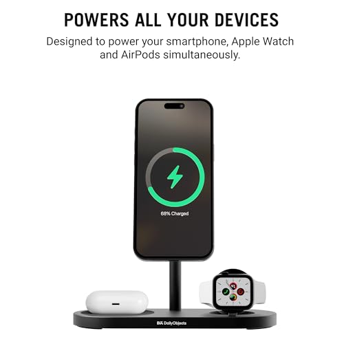 Image of DailyObjects Surge Max 3-in-1 Magnetic Wireless Charging Station - 30W | Compatible wit iPhone 12 and Above & All Qi Enabled Phones, Earbuds, Smartwatches | Fast Charging | USB Type C Port - Grey