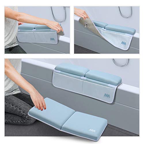 Baby Bath Kneeler and Elbow Rest, 1.5 inch Thick Non-Slip Bottom Kneeling Pad Chushion with 4 Pockets, Mumba Foldable Waterproof Bath Mat, Machine Washable and Hangable, Perfect Shower Gift - Thumbnail 7