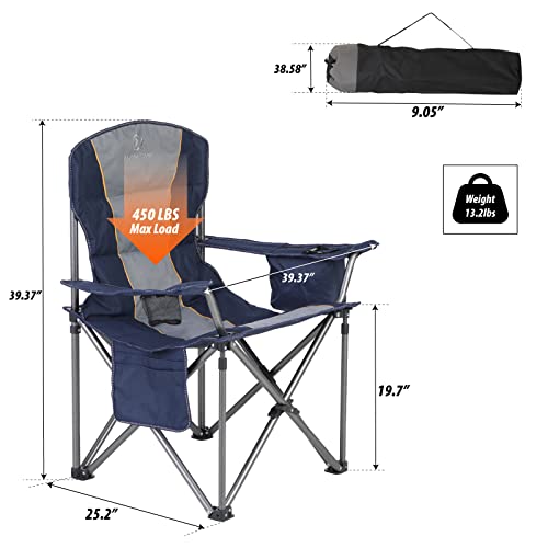 Alpha Camp Oversized Folding Camping Chair, Heavy Duty Portable Lawn Chairs With Cooler Bag, Side Pocket & Cup Holder, Folding Chairs For Outside Support 450 Lbs #TOP1