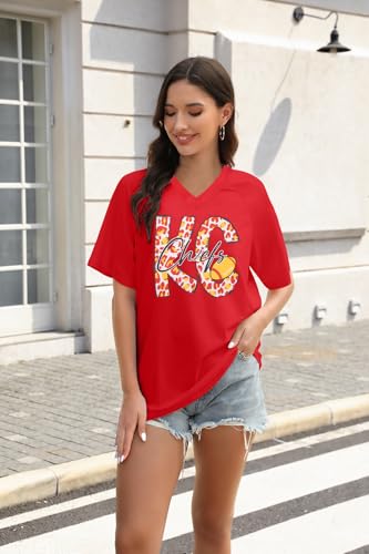 Football Jersey Shirt Women Game Day V-Neck Jersey Raglan Shirts Football Team Fans Tee Tops2