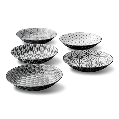 GOTOUCHI Komon Porcelain Dinner Plates Set, Traditional Japanese Design, Dinnerware Plate Set Serving Pasta Cake Salad Dessert, Microwave safe Dishwasher Safe