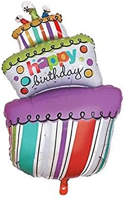 PARTYFAVOURS Only Extra Large Happy Birthday Cake Shape Foil Balloon (Pack of 1)
