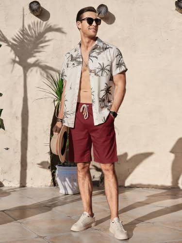 Image of Comdecevis Men's Cotton Linen Casual Shorts