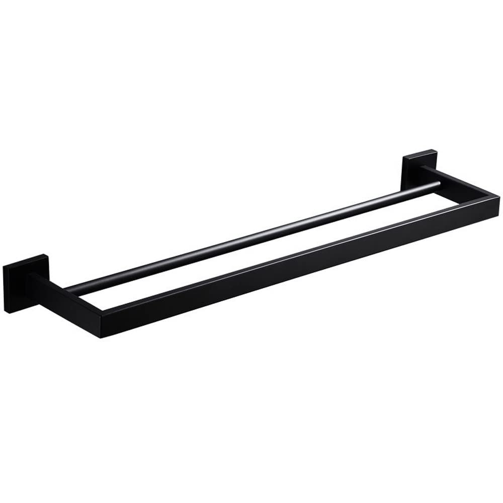 Barra de toalla doble de acero inoxidable 304 negro para pared de baño y cocina