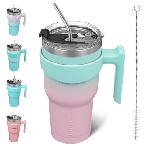 Image of BJPKPK 30 oz Tumbler with Handle & Straw, Insulated Stainless Steel Mug