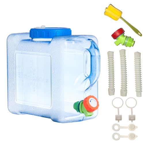 Sparkstarses Water Container, 5L Water Container with Tap, Camping Water Carrier, Plastic Water Tank for Kitchen RV, Van