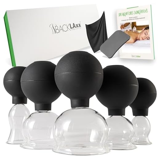 BACKLAXX ® Juego de ventosas de vidrio real con bola de succión de silicona y raspador de fascia, ventosas contra la celulitis, juego de ventosas faciales contra las arrugas