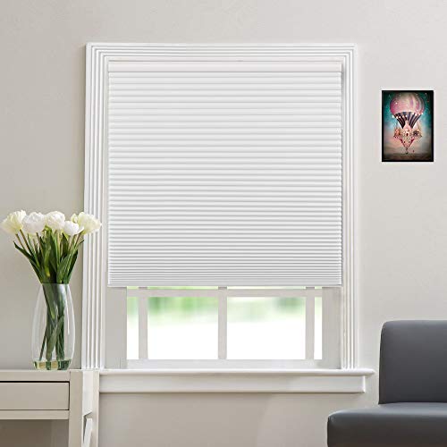 Blackout Window Shades Cordless Cellular Blinds for Window, Insulated Honeycomb Shades for Home Office Bedroom Living Room [White-Blackout, Size 59  W x 72  H] Custom Cut to Size