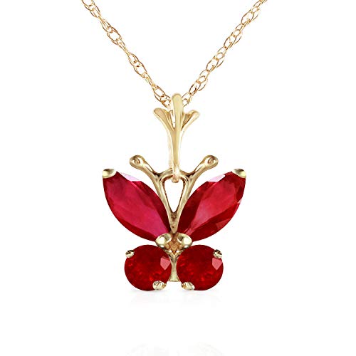 Galaxy Gold Gg 14K 18" Solid Yellow Gold Butterfly Necklace Brilliant Ruby (18) #TOP18