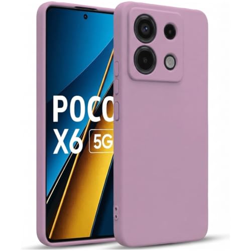 Image of Elzzi Microfiber Candy Case for Poco X6 5G / Mi Redmi Note 13 Pro 5G Smooth Touch Cushion Liquid Soft Silicone Gel Rubber Phone Cases Non-Slip Full Body Protective Shockproof Back Cover - OG Lilac