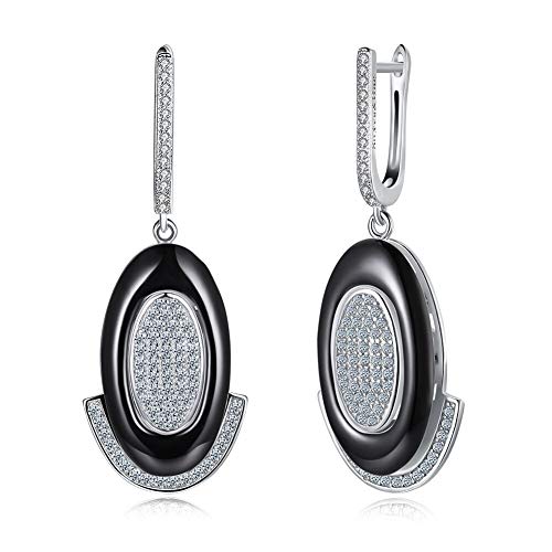Boucles d'oreilles en céramique et argent 925 avec zircon éclatant