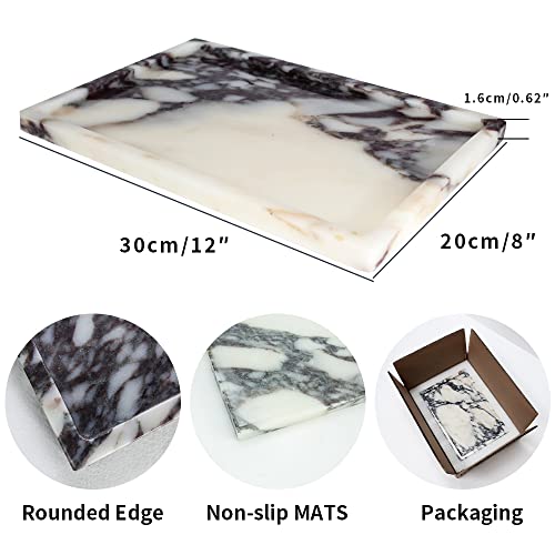 Real Luxurious Natural Marble Vanity Tray Genuine Marble Storage Tray For Home Decor Stone Tray For Bathroom/Kitchen/Vanity/Dresser Non-Resin/Non-Ceramic #TOP2