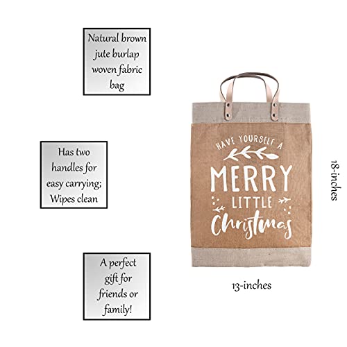 Image of Santa Barbara Design Studio Holiday Collection Waterproof Jute Tote Bag, Large, Merry Christmas
