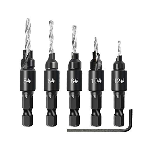 Woodworking Tool Countersink Drill Bit Set 1/4 Inch Hex Shank Power Tools Accessories