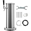 VEVOR Bierspender mit Zapfhahn 360 x 76mm, 1,2m Rohrlänge Getränkesäule, 2,69kg Trinksäule Biersäule, Biersäule Zapfhahn, Beer Tower Kegerator Tower 1 Wasserhahn Edelstahl Kegerator Single Tap Silber