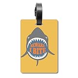 Beware I Bite Shark Illustrate Suitcase Bag Tag Luggage Card Hanging Scutcheon Label