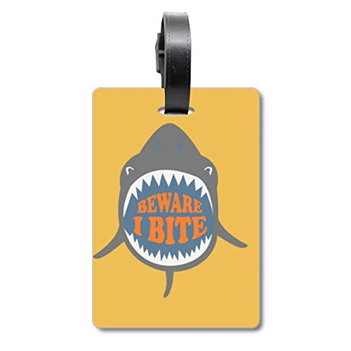 Beware I Bite Shark Illustrate Suitcase Bag Tag Luggage Card Hanging Scutcheon Label