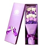 MuchLuckystar Ramo de 9 rosas de jabón de oso en caja, rosas artificiales perfumadas de larga duración para el día de la mujer, regalo de San Valentín, cumpleaños (rojo)