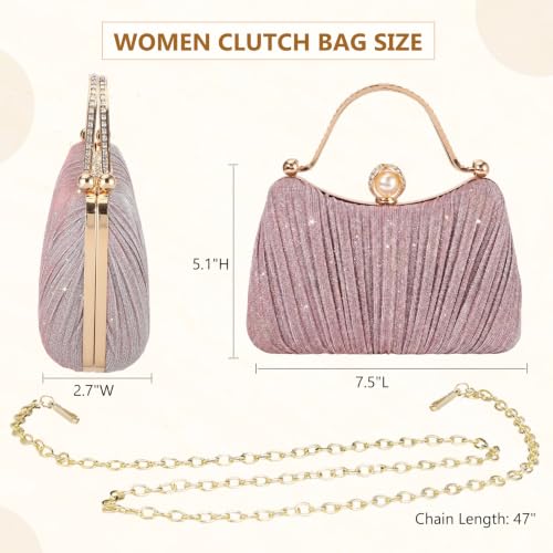 Image of Comeon Clutch Purses for Women Pleated Bling Sequin Evening Bag with Handle