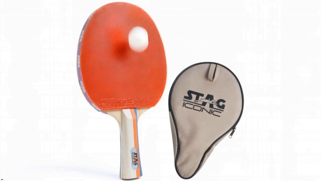 STAG ICONIC 5 Star Table Tennis Racquet | ITTF Approved Rubber | Speed 75 Spin 75 Control 90 | Flared Handle | 6 Ply Wooden Blade | Professional TT Bat for Intermediate Players