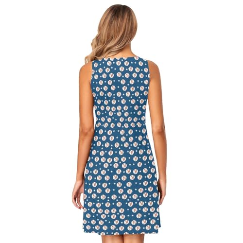Image of ALAZA Women's Summer Dress Sun Dress Sleeveless with Pockets
