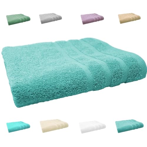 DHestia - Juego de Toallas de Baño y Ducha Algodón 100% 500 gr/m2. Surtido de Colores y Medidas Grandes. (Turquesa, 100x150 cm (1 ud.))