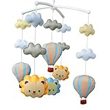 Globo aerostático de cama de bebé Tela Cuna hecha a mano Musical Móvil