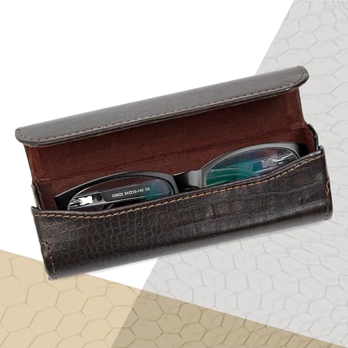 Image of Orsus Reading Glasses Hard Case, Premium PU Leather Horizontal Eyeglass Holder with Magnetic Closure for Women and Men