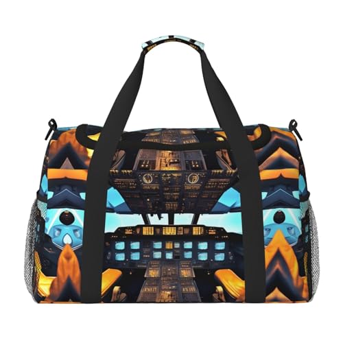 Sac de sport noir motif cockpit avion taille unique pour gym