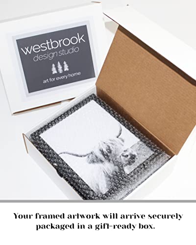 Modern Farmhouse Framed Photography Wall Art - Gift Set Of 4 8X10 Rustic Boho Cottage Country Decor Prints With Black Frames. Windmill, Daisies, Highland Cow & Horses. #TOP5