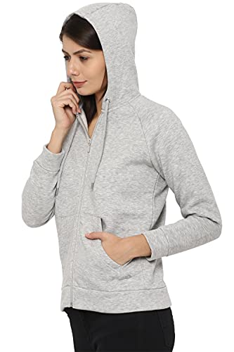 Image of Allen Solly Women's Synthetic Hooded Neck Sweatshirt | Long Seelves Regular Fit Zipper