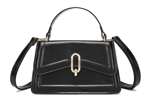 Image of Women Top Handle Clutch Handbag Cute Purse for Girls trendy Small Crossbody Bag Black