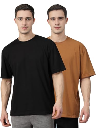 Image of CHKOKKO Oversized Tshirt for man Solid Classic Round Neck Loose Fit Half Sleeve Soft and Comfortable Casual Stylish wear for Summer