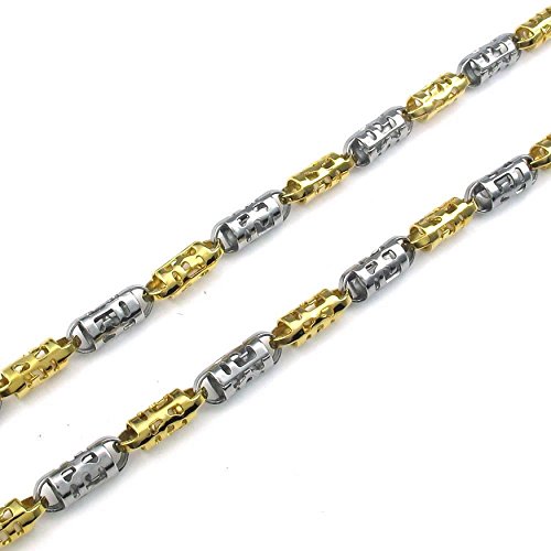 Collier hommes chaîne acier inoxydable liens biker argent et or
