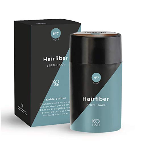 KÖ-HAIR FIBERS Haarverdichtung, Schütthaar, Streuhaar für lichtes Haar und Teilglatze, Haaransatz kaschieren bei lichten Haaren oder Haarausfall. Haarpulver, Haarpuder zum Abdecken12g Farbe Schwarz