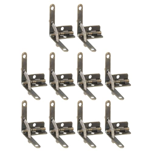 QUARKZMAN 10Pcs Boîte Charnière Quadrant, 22x28mm Boîtiers De Charnière Bras De Retenue Latéral Support De Résilience À 90 Degrés Pour Boîtes À Bijoux À Bordeaux En Bronze