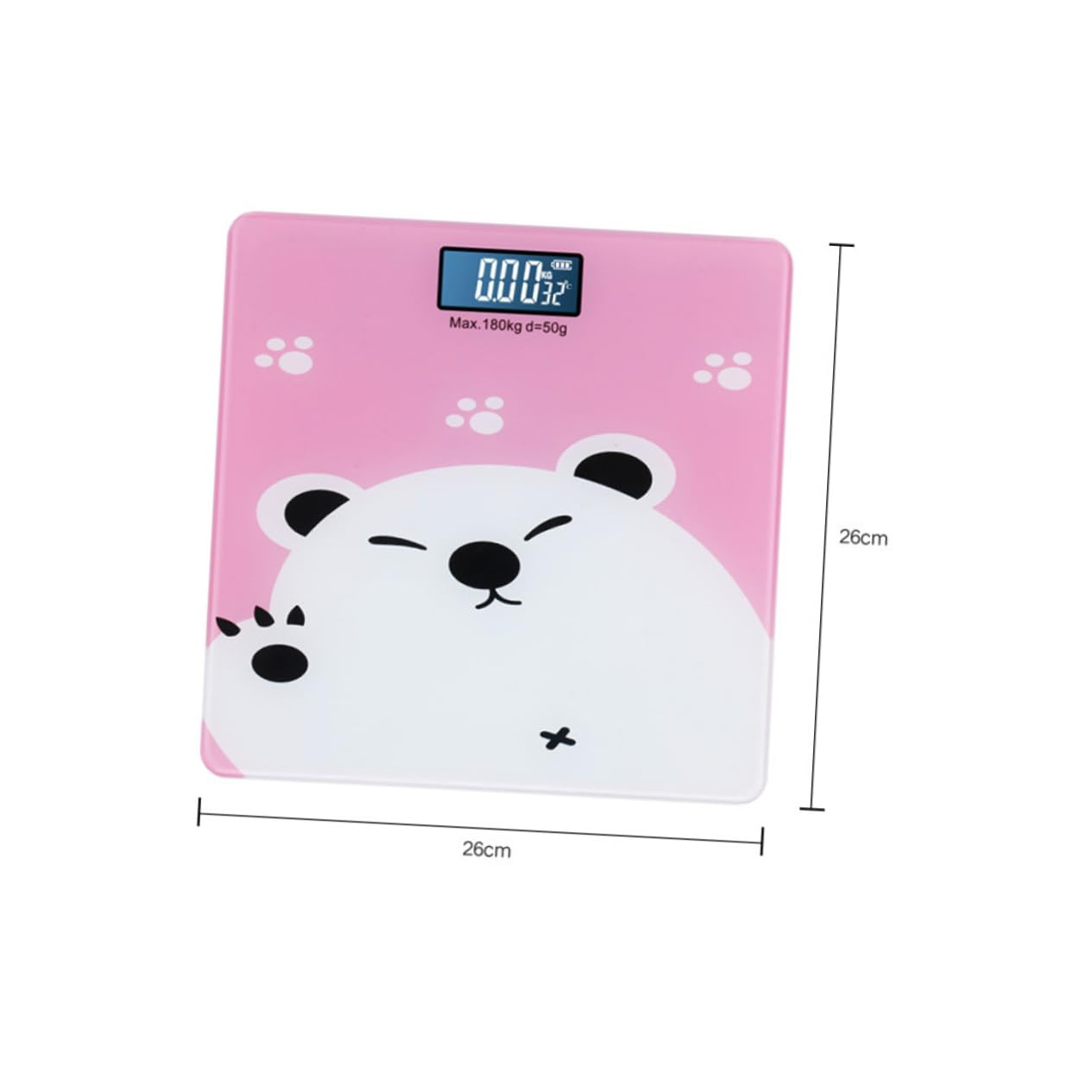 Digital Scale Max Capacity Pink Cartoon Design with LCD Screen Ultra Thin Flat Electronic Weighing Scale for Pets and Adults Indoor Temperature Detector Compatible