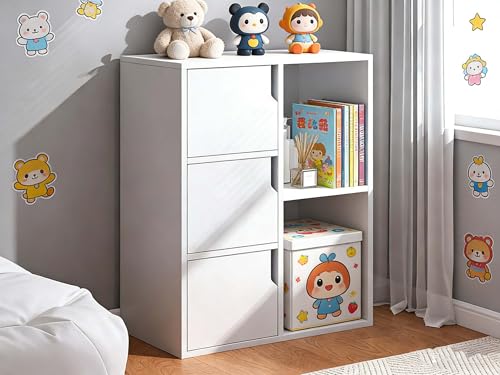 La Mejor Lista de Muebles para niños pequeños Top 10. 48 Skyapex Librero Minimalista con 2 Repisas y 5 Espacios - Estante Organizador para Libros o Decoración de 80x50 cm - Pequeño Laiber para Sala o Recamara - para Niños - Bookshelf...