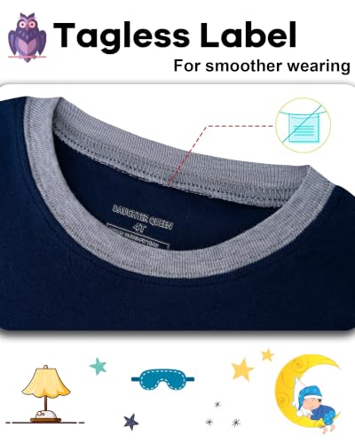 Image of DAUGHTER QUEEN Boys Pajamas 4 Pieces Long Set 100% Cotton Sleepwear Size 18 Months-12 Years