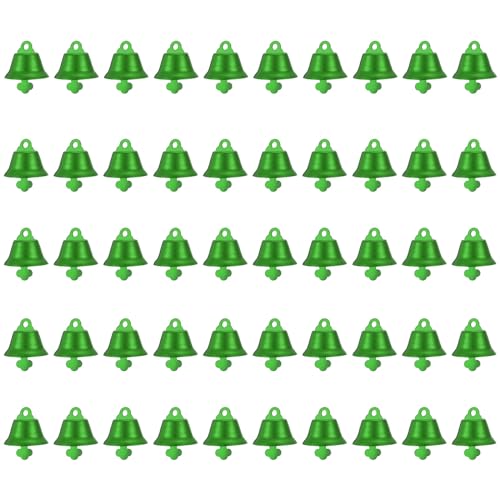 PATIKIL Mini Craft Bells, 50 Pcs Jingle Bells 1" Metal Hanging Bells for DIY Party Wedding Home Decoration Christmas, Green