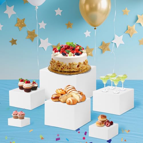 Présentoir à Gâteaux 6 Pièces Blanc Support de Buffet Réutilisable Cupcake Anniversaire