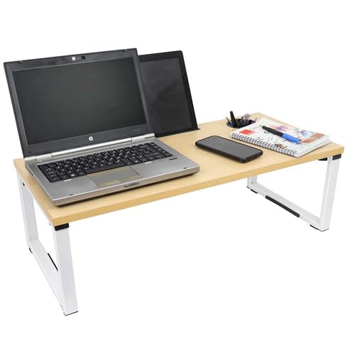 Image of Isomars Bed Desk /Floor Desk 76cm x 35.5cm (30 inch x 14 inch) Laptop Study Table for Work from Home, Online Classes, Card Games and Kid's Activities (Wooden)